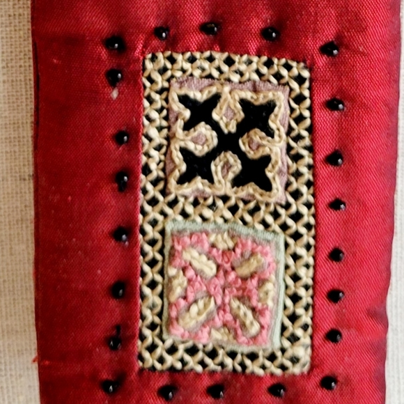 Pouch, Silk Crossbody with Silver Button Closure and Embroidered Detail F… - Picture 4 of 7